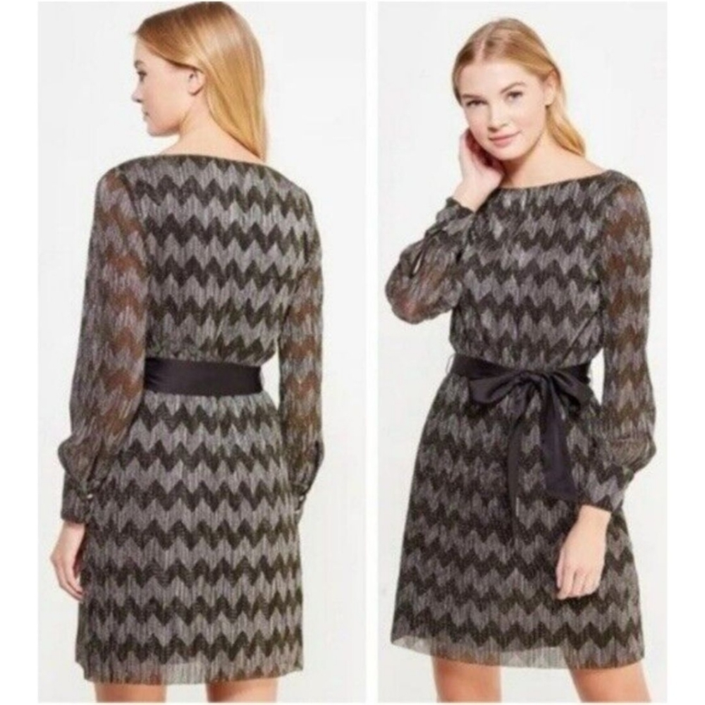 NWT Banana Republic Black Metallic Shimmer Chevron Dress